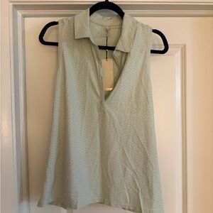 Women's Light Mint CALIA Sleeveless Collared Golf Top